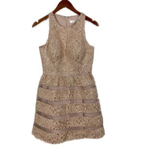 Aidan Mattox  SZ 4 Pink and Gold Brocade Skater Style Mini Dress